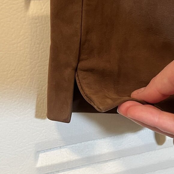 Escada Lamb Nubuck Leather‎ Ankle Pants Brown Size 36 / US 6 - Picture 4 of 13